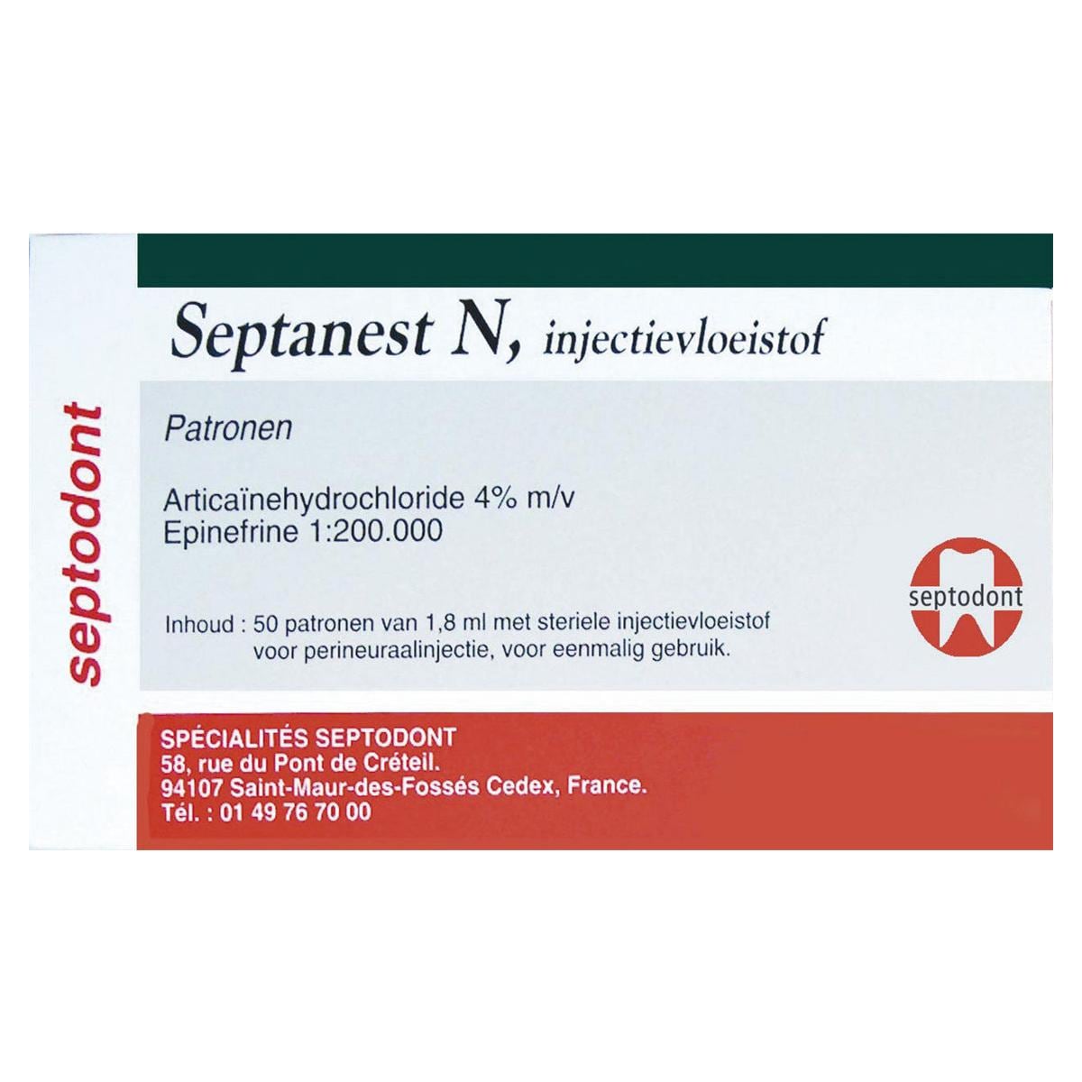 Septanest N - Verpakking, 50 carpules