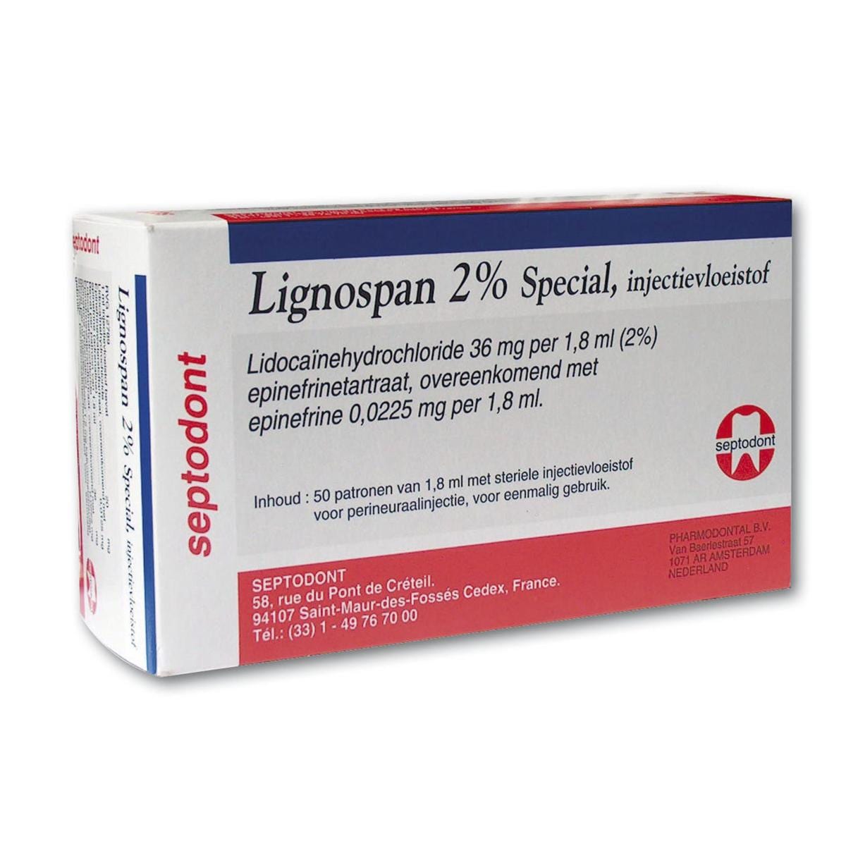 Lignospan - Verpakking, 50 carpules