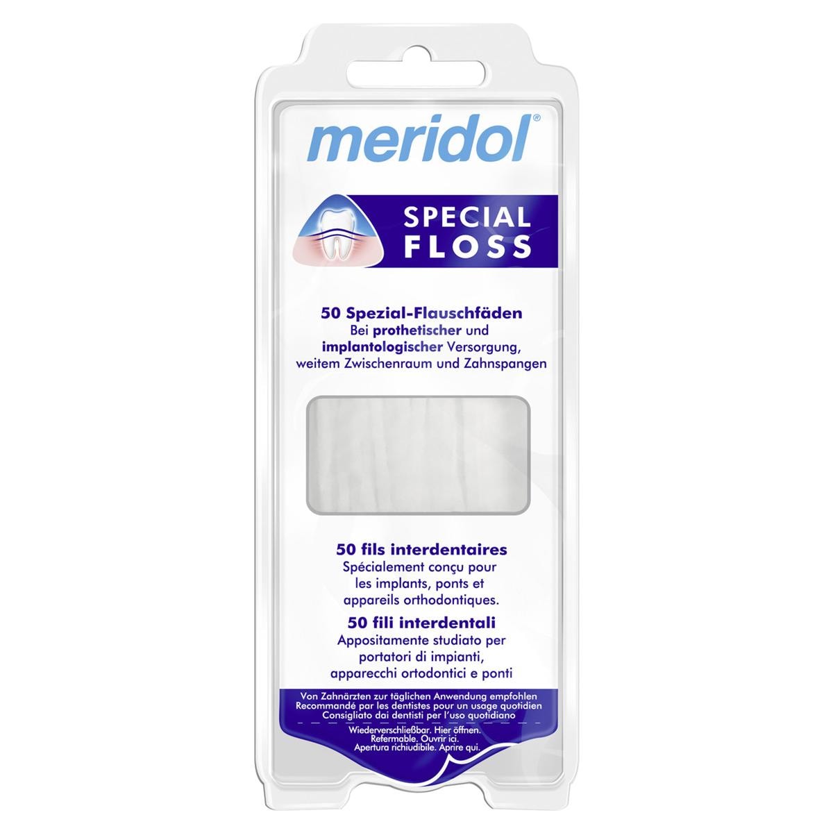 Meridol special floss - Verpakking, 50 draden