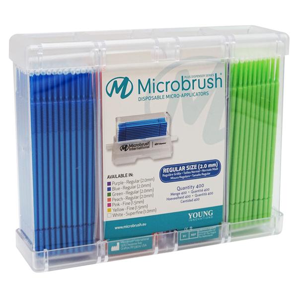 Microbrush Plus navulling voor Dispenser - Regular (2,0 mm) perzik, paars, groen en blauw, 4x 100 stuks