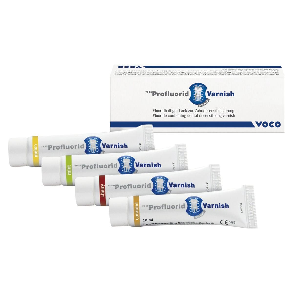 Profluorid Varnish, Tube - Assortiment - 4x 10 ml (caramel, kers, meloen en mint)