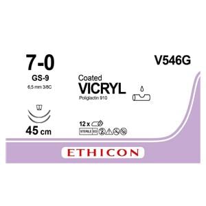 Vicryl - USP 7-0 2xGS9 45 cm violet V546G, per 12 stuks