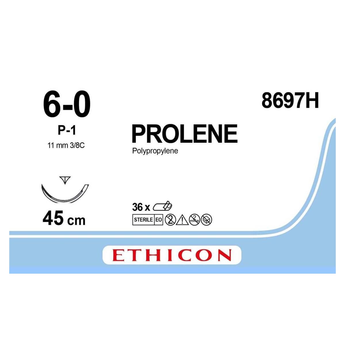 Prolene - USP 6-0 P1 45 cm blauw 8697H, per 36 stuks