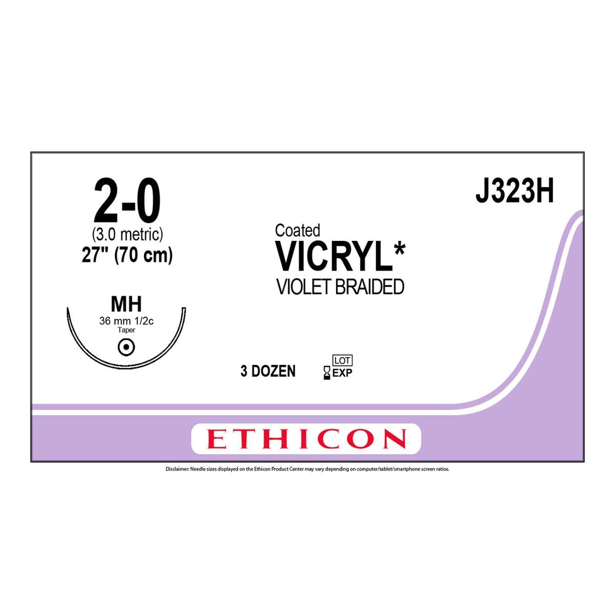 Vicryl - USP 2-0 MH 70 cm violet J323H, per 36 stuks