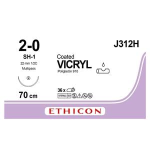 Vicryl - USP 2-0 M3 70 cm violet J312H, per 36 stuks