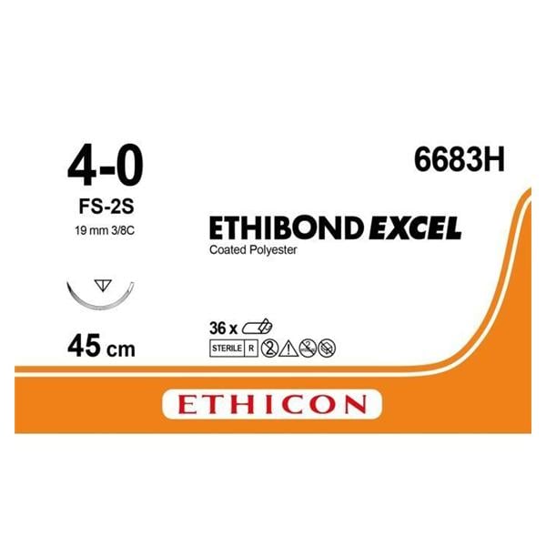 Ethibond Excel - lengte 45cm, 36 stuks 4/0, naald FS2S - 6683H