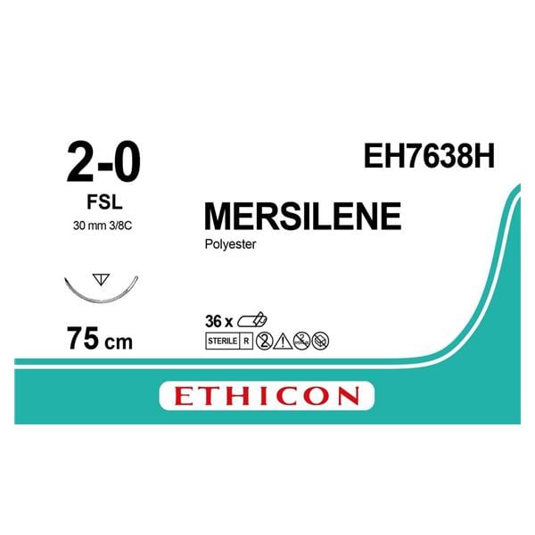 Mersilene - 2-0 FSL 75cm groen EH7638H, per 36 stuks