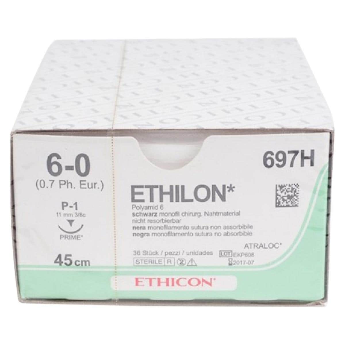 Ethilon - Lengte 45cm, 36 stuks 6-0, naald P-1 - 697H