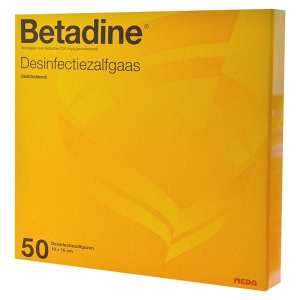 Betadine zalfgaas - 10 x 10 cm, per 50 stuks