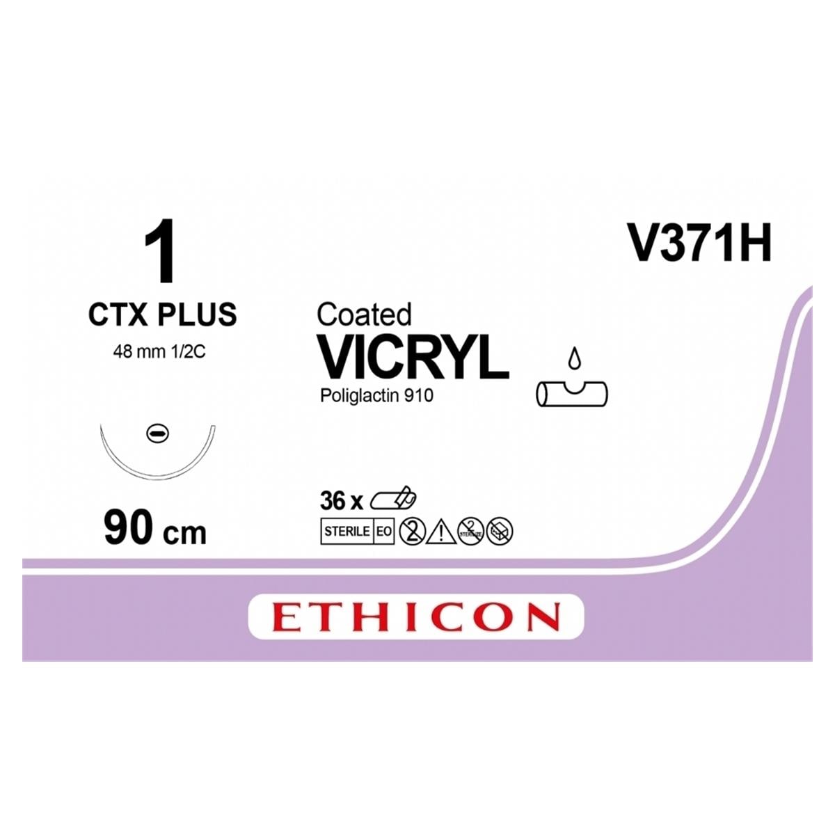 Vicryl - USP 1-0 CTX+ 90 cm violet V371H, per 36 stuks