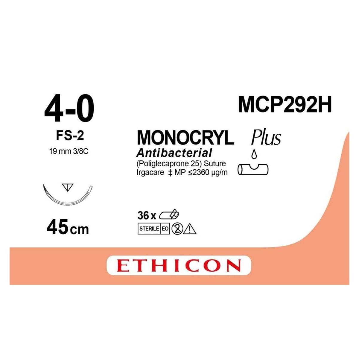 Monocryl Plus - lengte 45cm, 36 stuks 4/0, naald FS-2 - MCP292H
