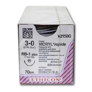 Vicryl Rapide - lengte 70cm, 12 stuks 3/0, naald RB-1 - V2150G