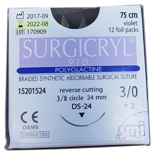 Surgicryl 910 - USP 3/0 DS24 75cm per 12 stuks