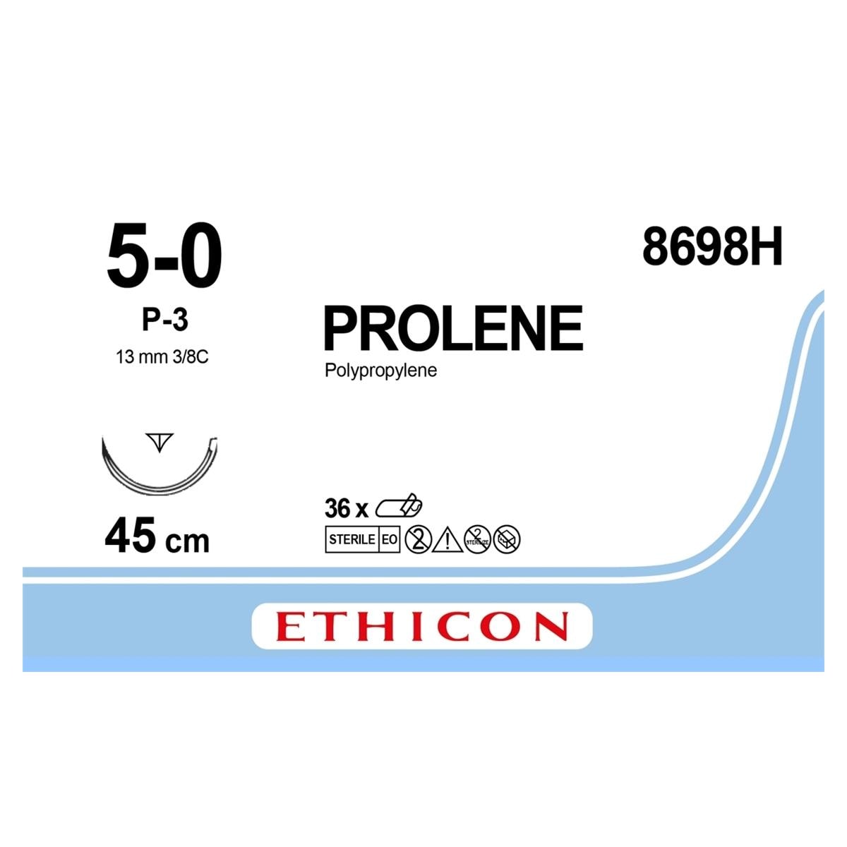 Prolene - USP 5-0 P3 45 cm blauw 8698H, per 36 stuks