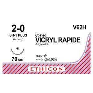 Vicryl Rapide - USP 2-0 SH1 70 cm kleurloos V62H, per 36 stuks