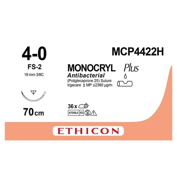 Monocryl - USP 4-0 FS2 70 cm kleurloos MCP4422H, per 36 stuks