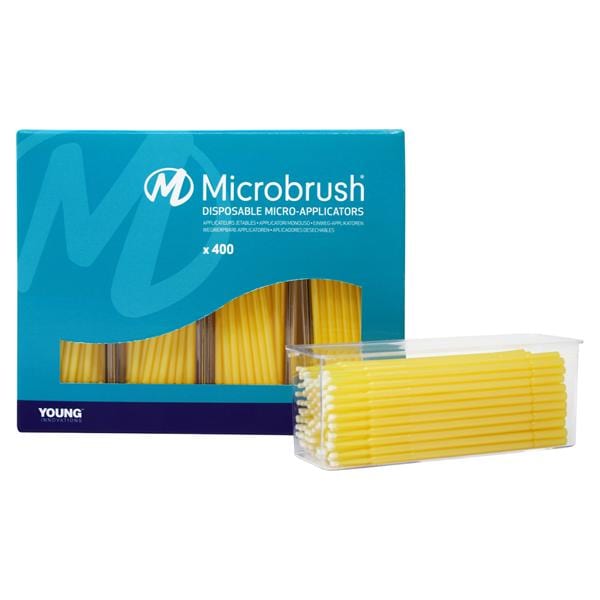 Microbrush Plus navulling voor Dispenser - Fijn (1,5 mm) geel, 4x 100 stuks
