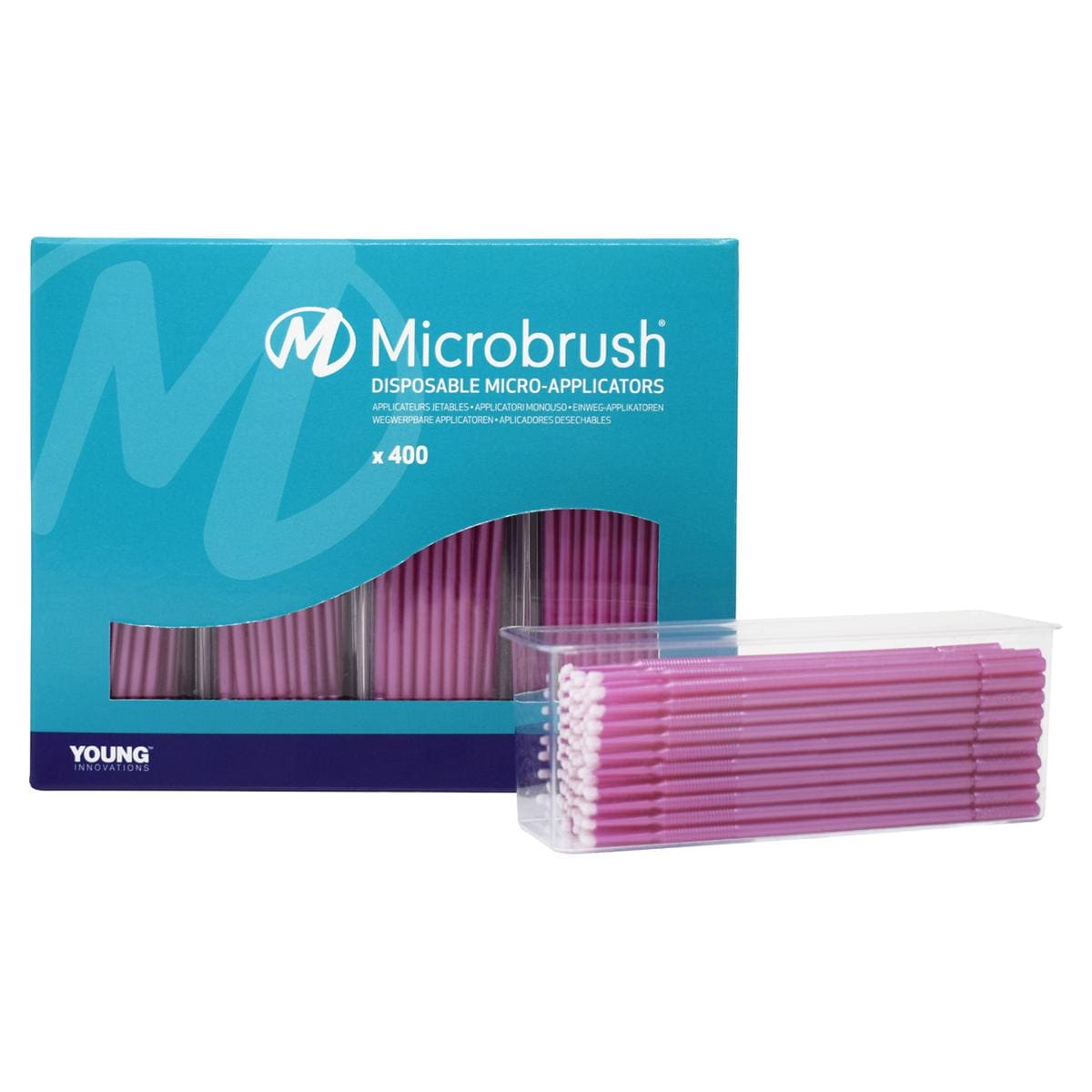 Microbrush Plus navulling voor Dispenser - Fijn (1,5 mm) roze, 4x 100 stuks