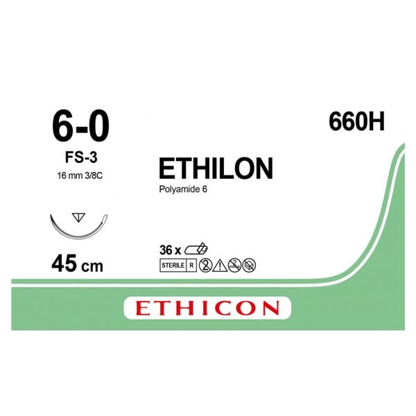 Ethilon - USP 6-0 FS3 45 cm zwart 660H, per 36 stuks
