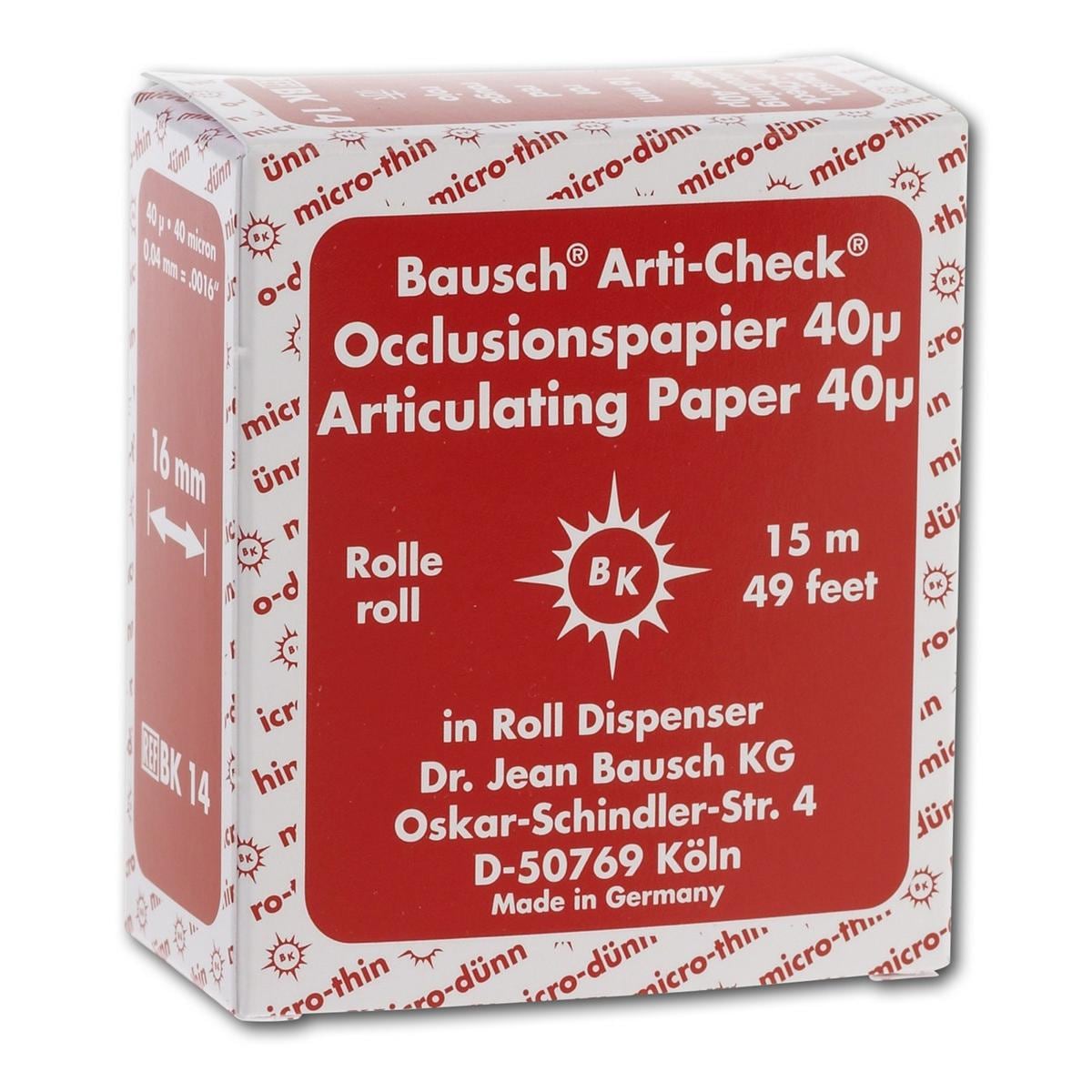 Articulatiepapier micro-dun rol in dispenserbox - Rood, 16 mm x 15 m, BK 14