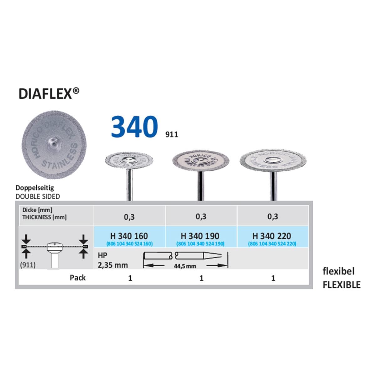 Diamantschijf Diaflex H 340 - HP 190  19 mm dubbelzijdig medium