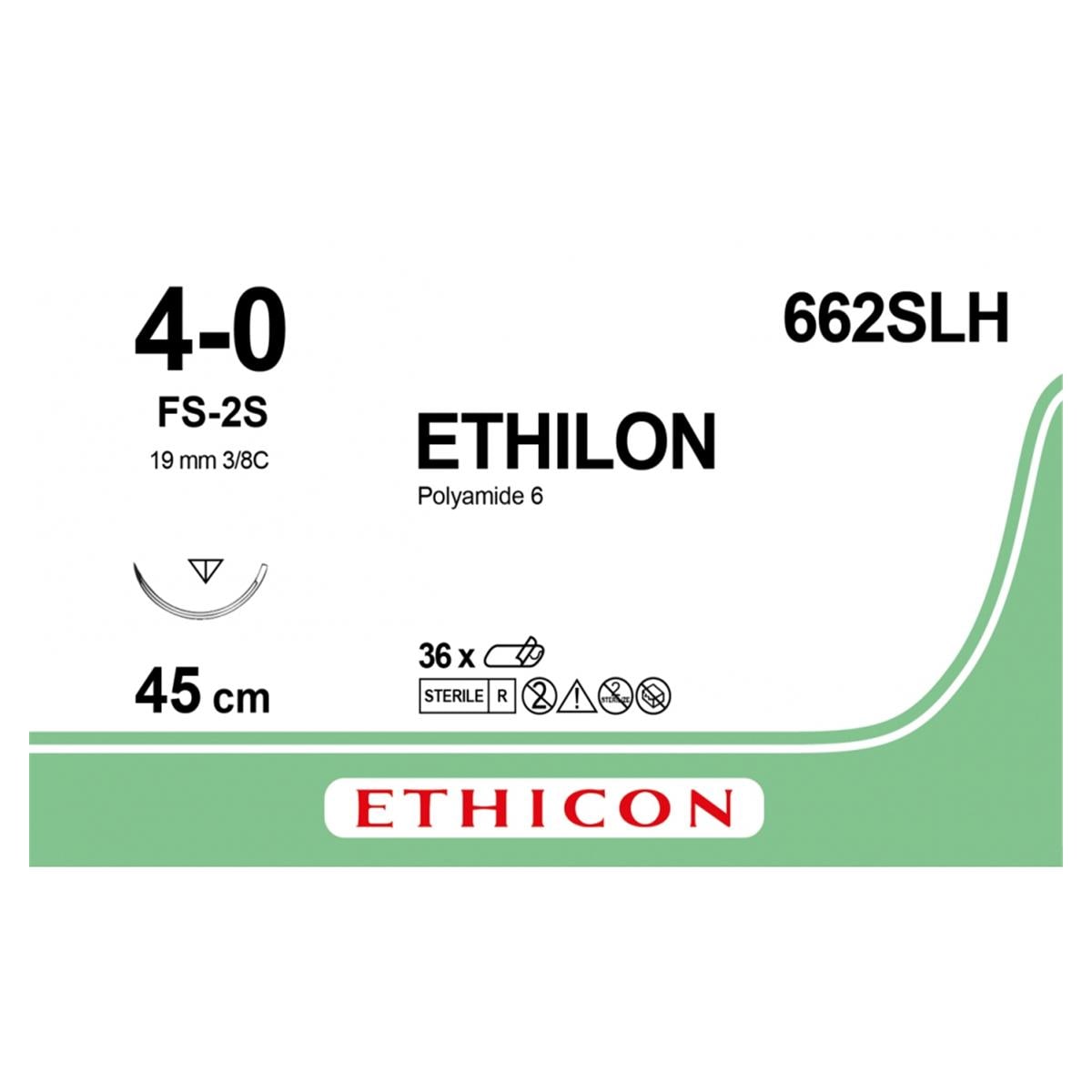Ethilon - Lengte 45cm zwart, 36 stuks 4-0, naald FS-2S - 662SLH