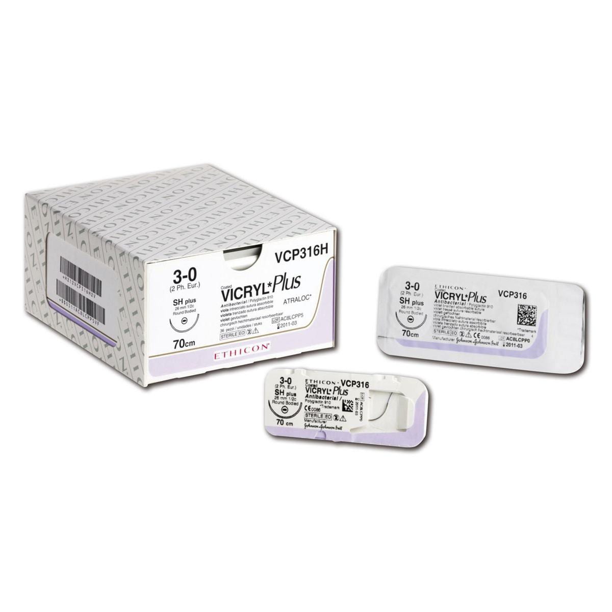 Vicryl Plus - USP 4-0 FS2 70 cm violet VCP397, per 36 stuks
