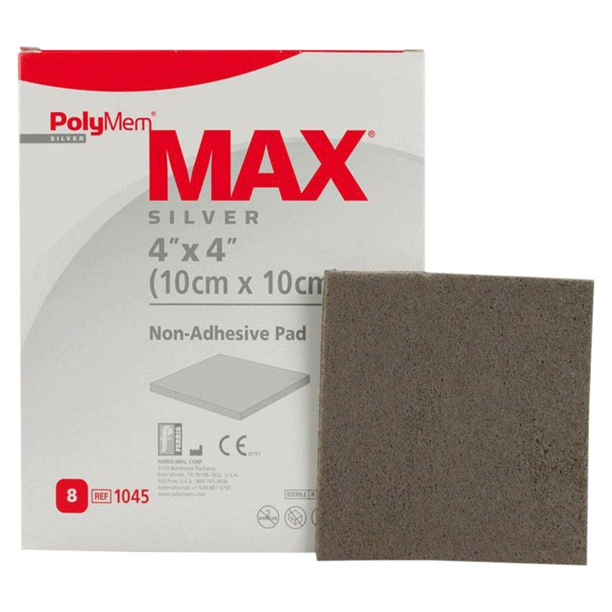 PolyMem Max zilver wondverband 10 x 10 cm - 10 x 10 cm, per 8 stuks
