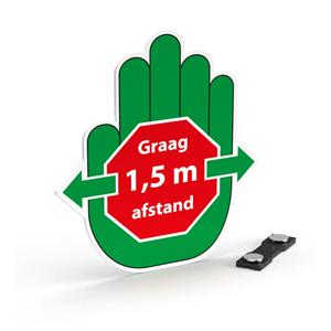 1,5 meter badges - button groene hand, 62x70mm