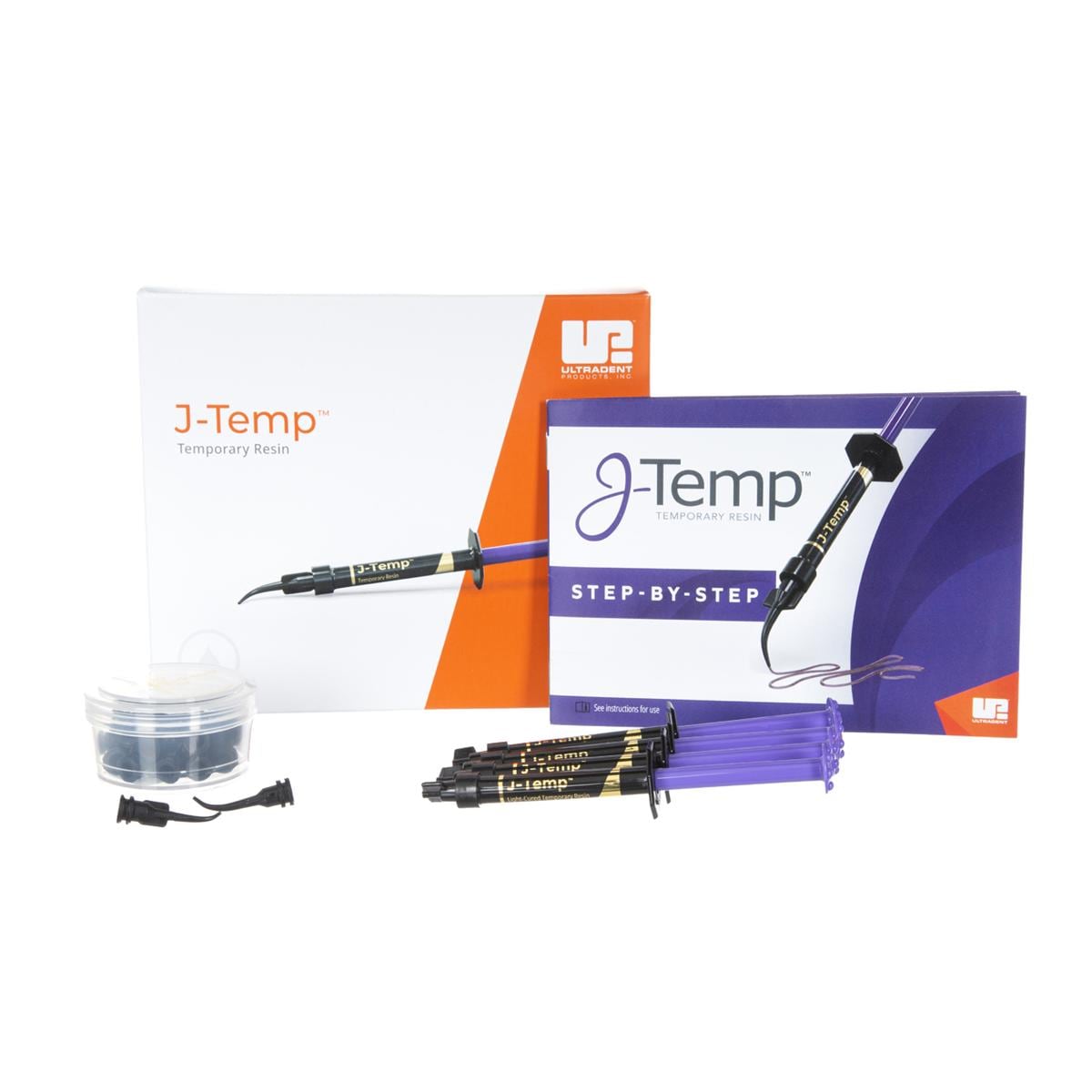 J-Temp Temporary Resin - 4x 1.2 ml spuitjes en 20 Black Mini tips