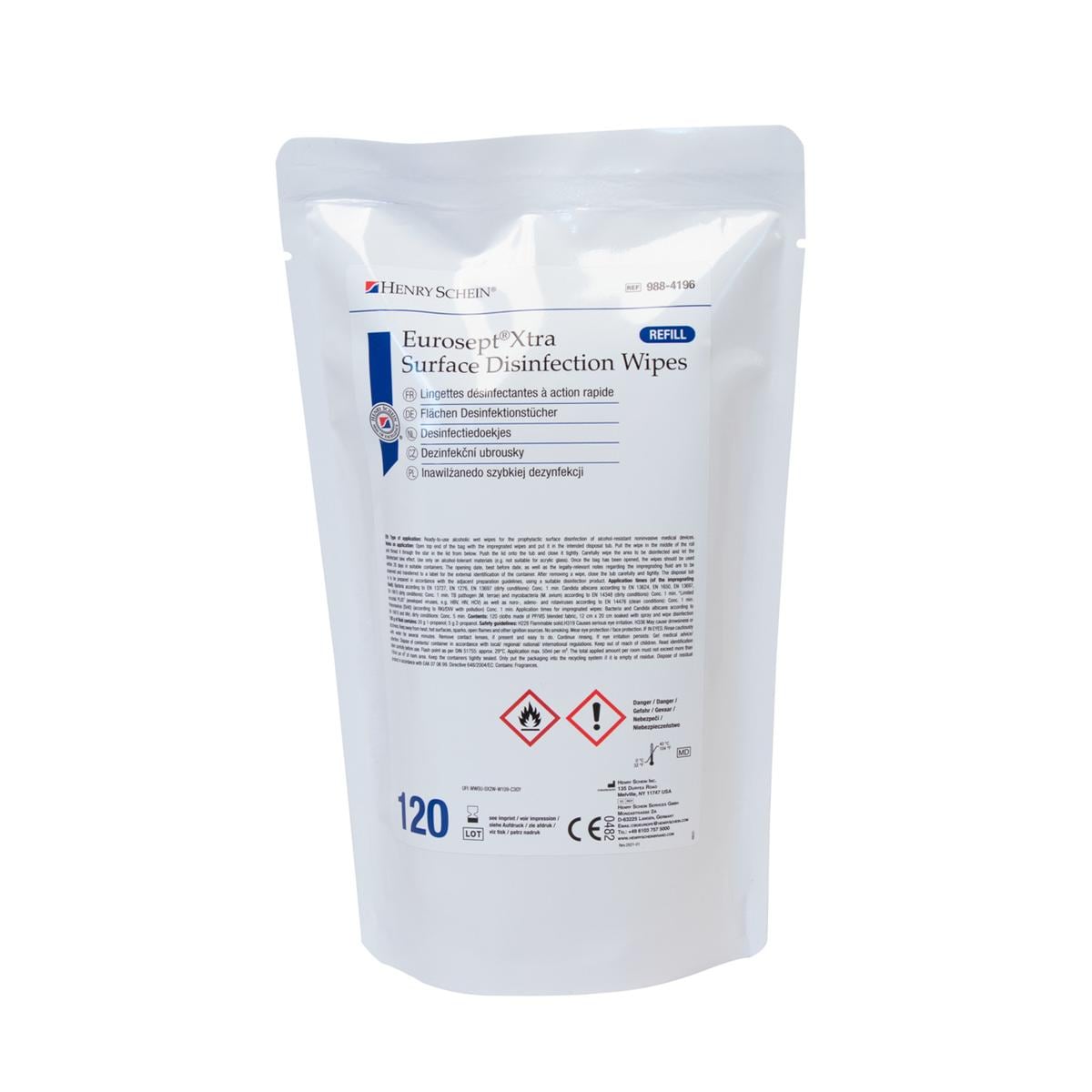 EuroSept Xtra Surface Disinfection Wipes XS - Navulling,120 wipes, 13 x 20 cm